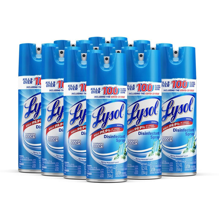 Image of Lysol 02845 Spring Waterfall Disinfectant Spray, Ready-To-Use, 12.5 fl oz (0.4 quart), Spring Waterfall Scent, Easy to Use, Clear, 1 Each