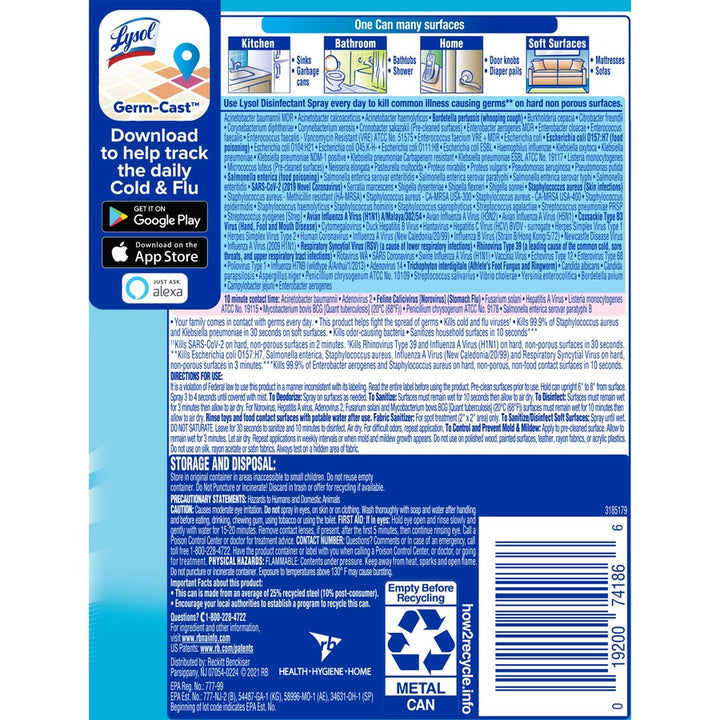 Image of Lysol 74186 Crisp Linen Disinfectant Spray