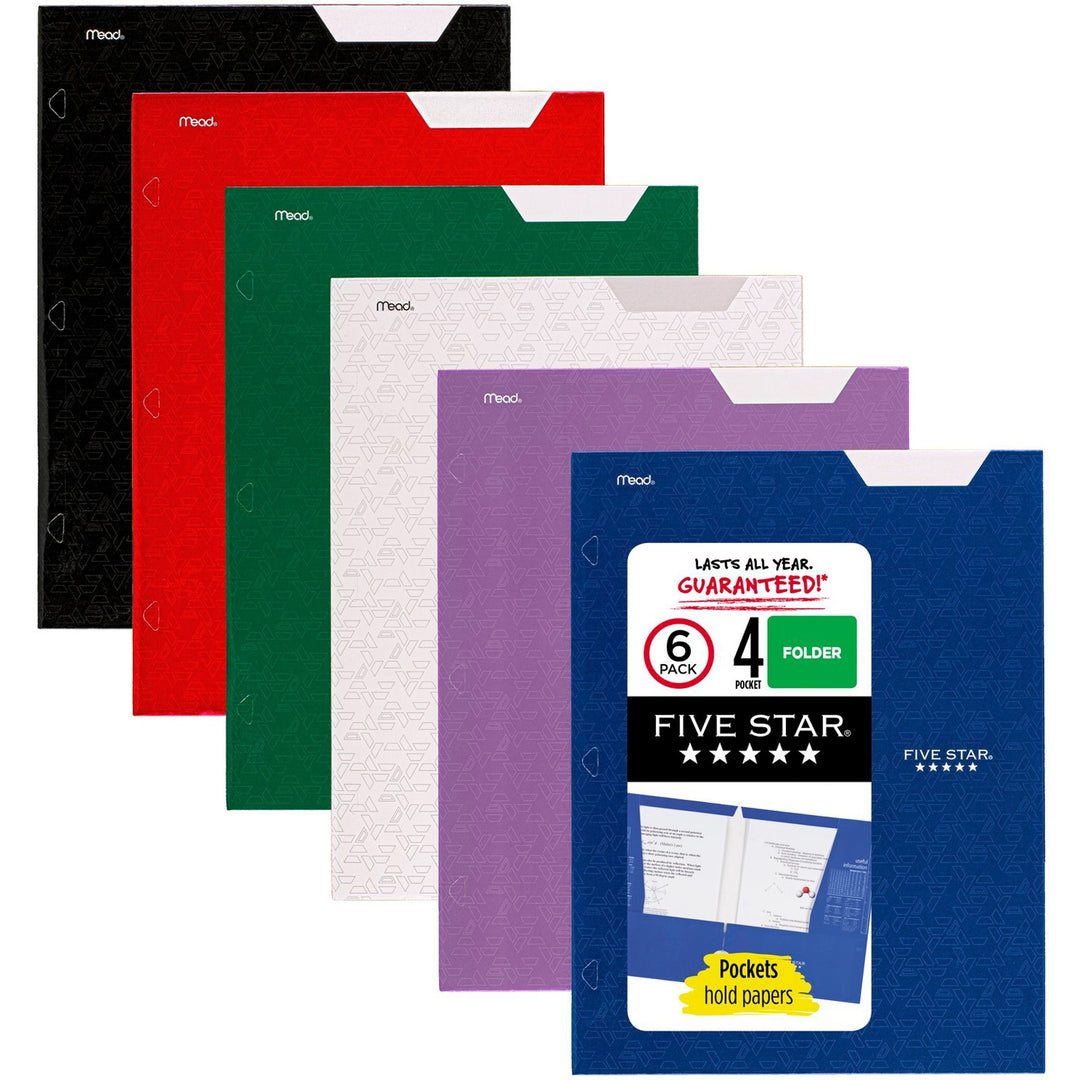 Image of Mead® Folder, 4-Pocket, 9-1/2"Wx12-1/2"H, 6/PK, Assorted