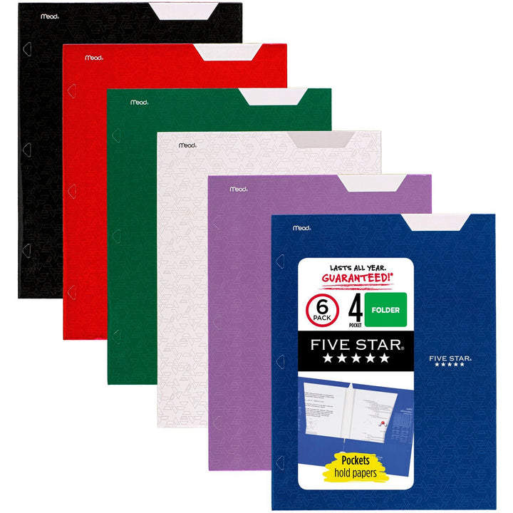 Image of Mead® Folder, 4-Pocket, 9-1/2"Wx12-1/2"H, 6/PK, Assorted