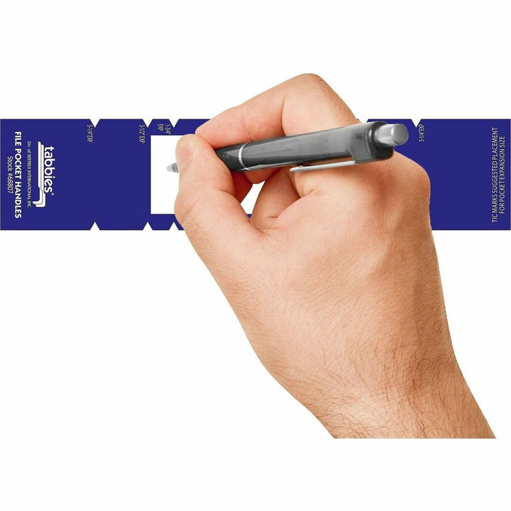 Image of Tabbies 68807 File Pocket Handles, 2" W x 9 5/8" Length, Dark Blue, Tyvek, 5 / Box