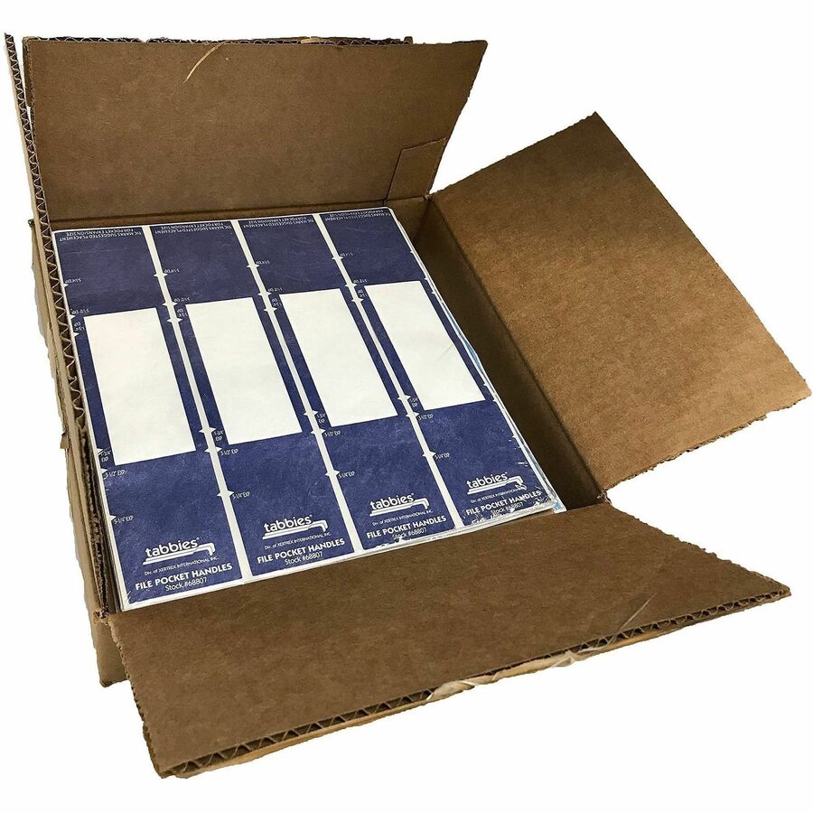Image of Tabbies 68807 File Pocket Handles, 2" W x 9 5/8" Length, Dark Blue, Tyvek, 5 / Box