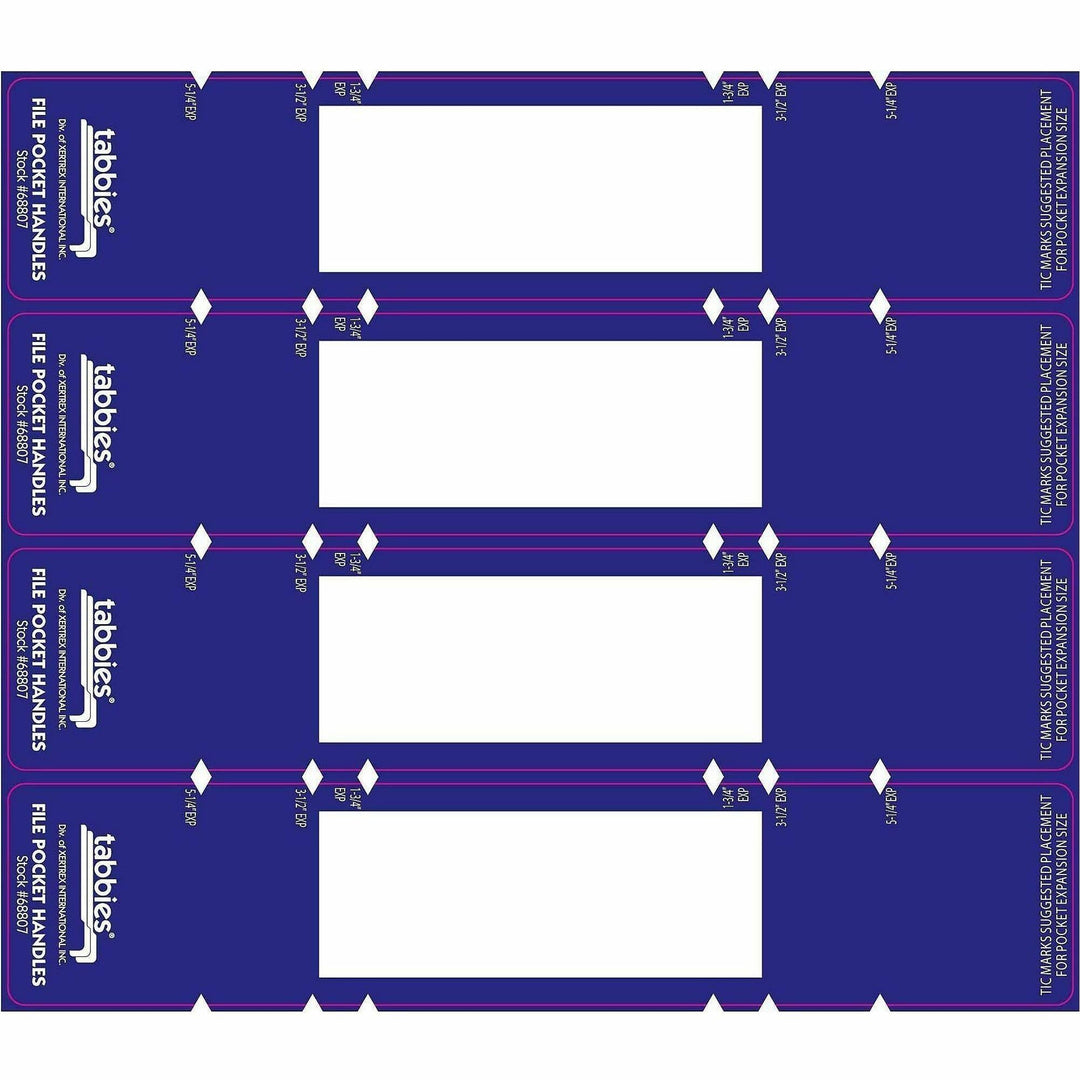 Image of Tabbies 68807 File Pocket Handles, 2" W x 9 5/8" Length, Dark Blue, Tyvek, 5 / Box