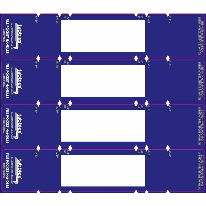 Image of Tabbies 68807 File Pocket Handles, 2" W x 9 5/8" Length, Dark Blue, Tyvek, 5 / Box