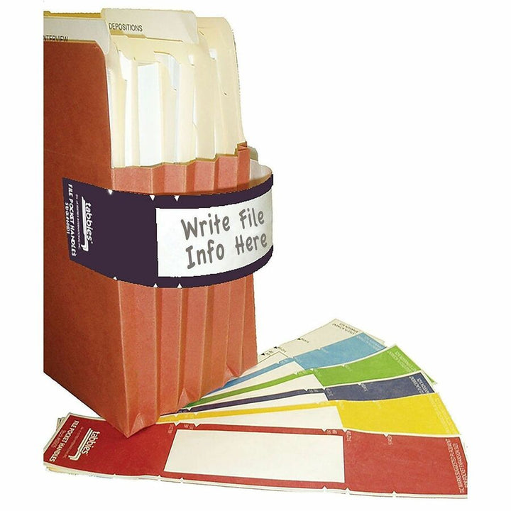 Image of Tabbies 68807 File Pocket Handles, 2" W x 9 5/8" Length, Dark Blue, Tyvek, 5 / Box