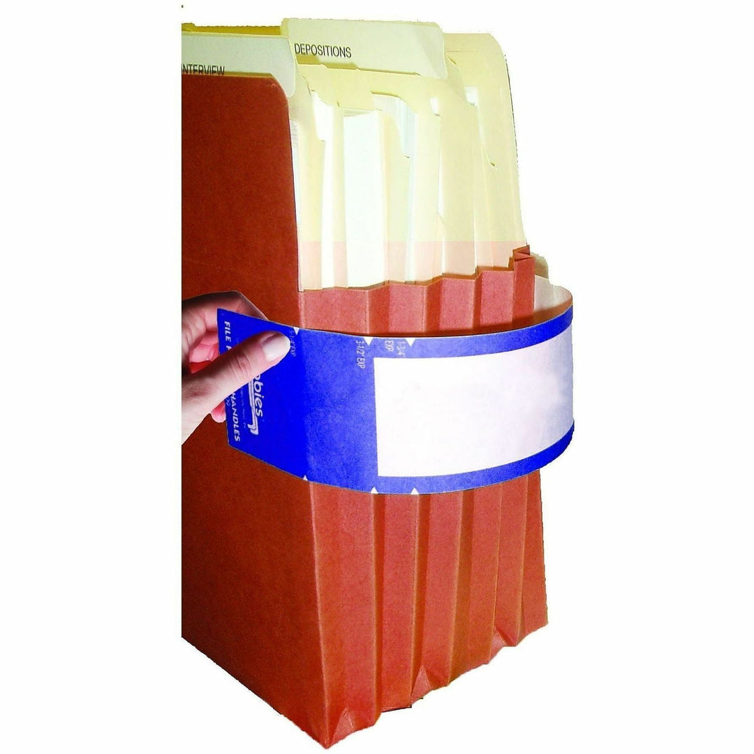 Image of Tabbies 68807 File Pocket Handles, 2" W x 9 5/8" Length, Dark Blue, Tyvek, 5 / Box