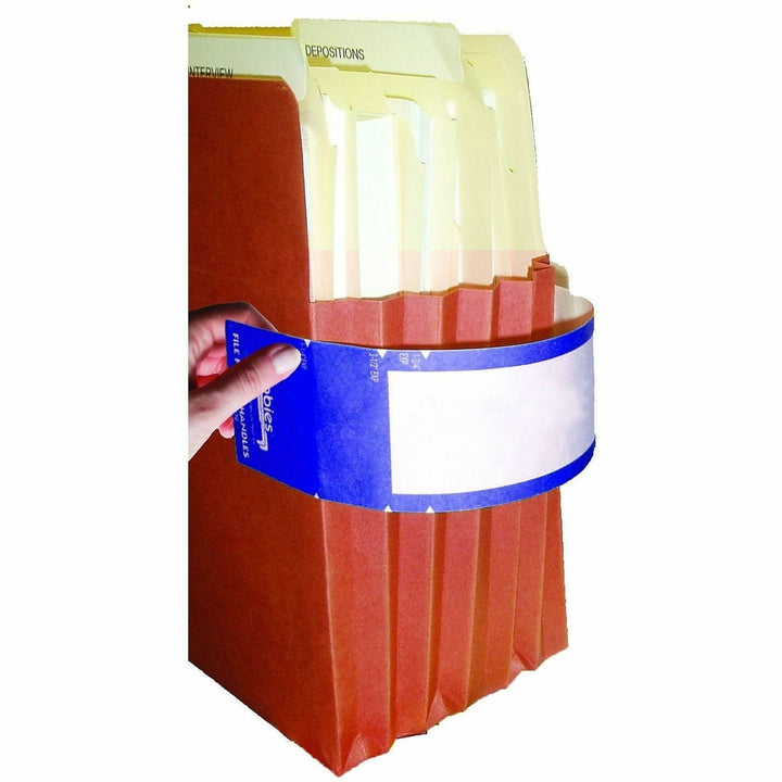 Image of Tabbies 68807 File Pocket Handles, 2" W x 9 5/8" Length, Dark Blue, Tyvek, 5 / Box