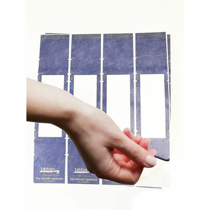 Image of Tabbies 68807 File Pocket Handles, 2" W x 9 5/8" Length, Dark Blue, Tyvek, 5 / Box