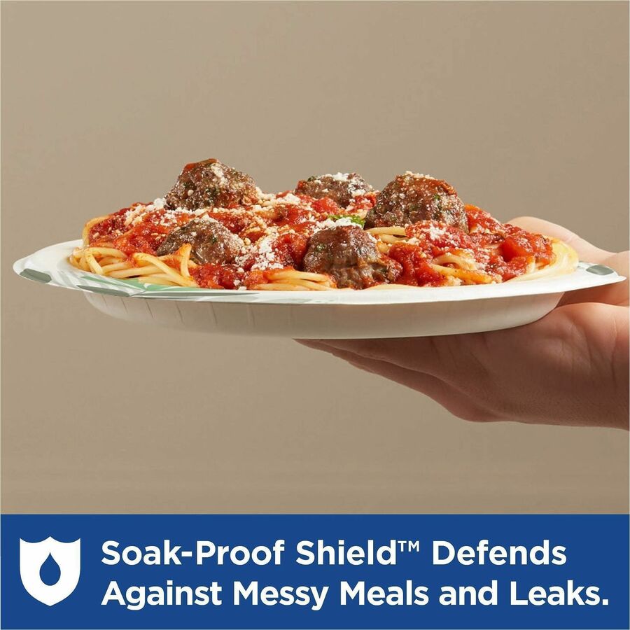 Image of Dixie UX9WS Foods Pathways Everyday Paper Plates, Breakroom, Pathways, Microwave Safe, 8.5" Diameter, White, Paper Body, 125 / Pack