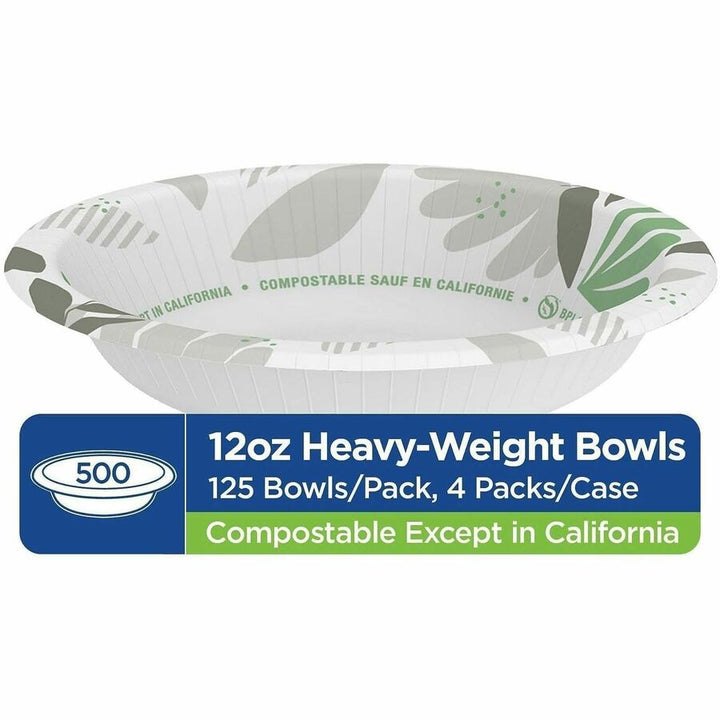 Image of Dixie Ultra® SXB12WS Pathways 12 oz Heavyweight Paper Bowls by GP Pro, Pathways, Disposable, Microwave Safe, White, Paper Body, 125 / Pack