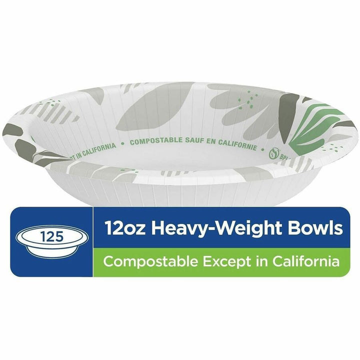 Image of Dixie Ultra® SXB12WS Pathways 12 oz Heavyweight Paper Bowls by GP Pro, Pathways, Disposable, Microwave Safe, White, Paper Body, 125 / Pack