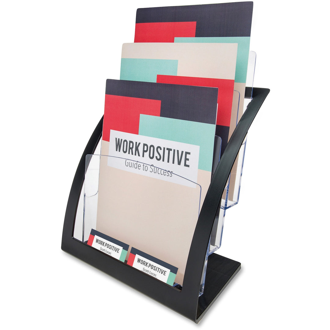 Image of deflecto® 3-Tier Literature Holder, Leaflet Size, 11.25w x 6.94d x 13.31h, Black