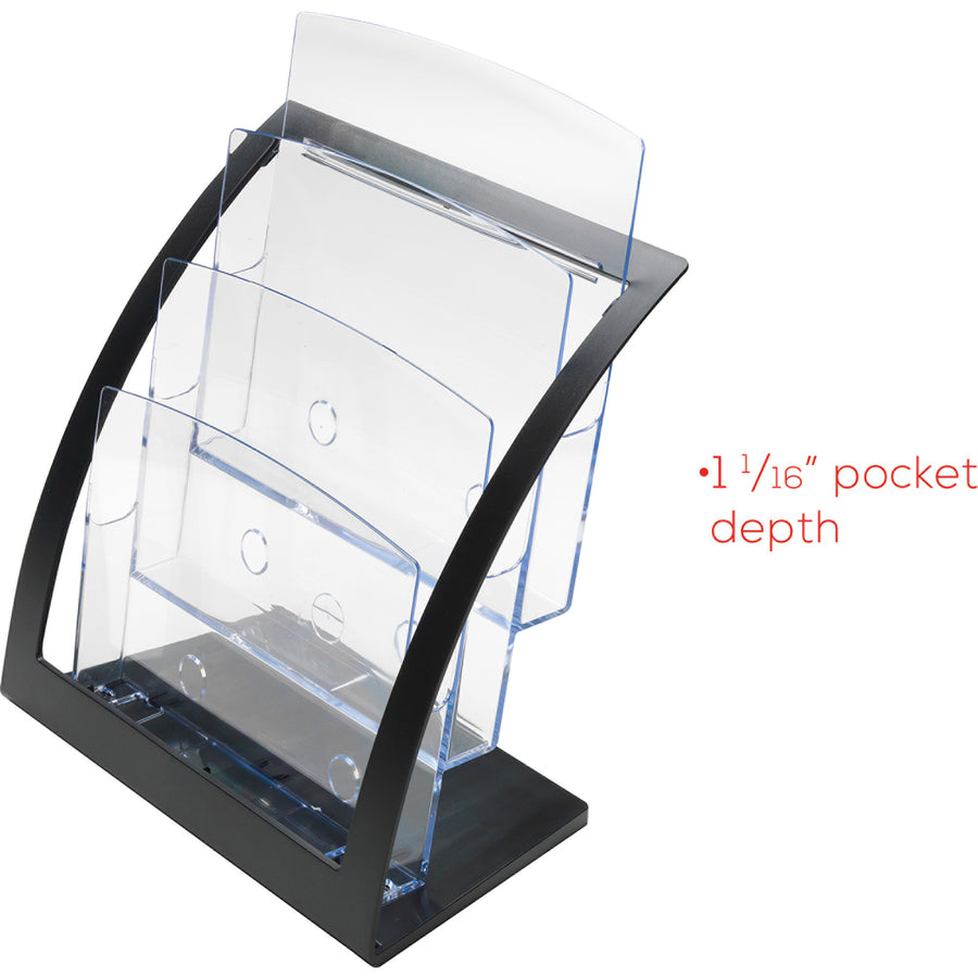 Image of deflecto® 3-Tier Literature Holder, Leaflet Size, 11.25w x 6.94d x 13.31h, Black