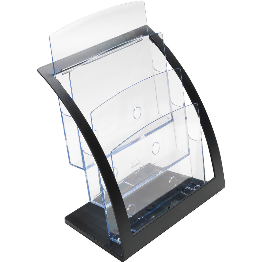 Image of deflecto® 3-Tier Literature Holder, Leaflet Size, 11.25w x 6.94d x 13.31h, Black