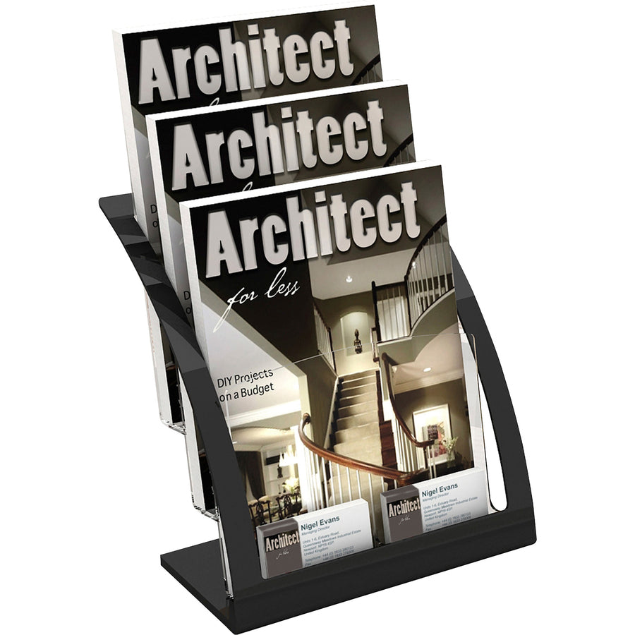 Image of deflecto® 3-Tier Literature Holder, Leaflet Size, 11.25w x 6.94d x 13.31h, Black