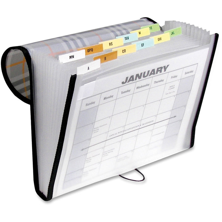 Image of C-Line® Plaid Design Expanding Files, 1.5" Expansion, 13 Sections, Cord/Hook Closure, 1/6-Cut Tabs, Letter Size, Gray Plaid