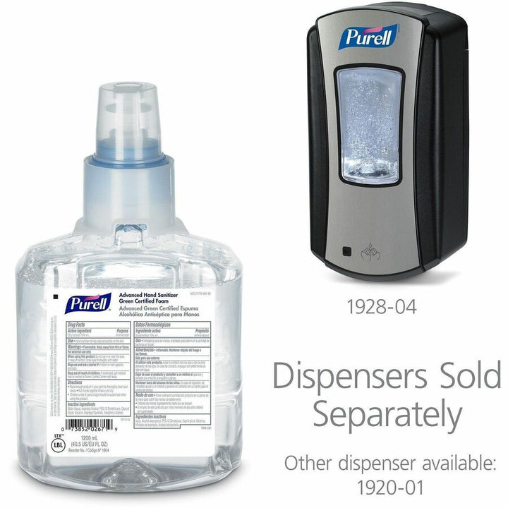 Image of PURELL® 190402 Advanced Hand Sanitizer Green Certified Foam Refill, 1.27 quart, Hand, Skin, Clear, Fragrance-free, Dye-free, 1 Each