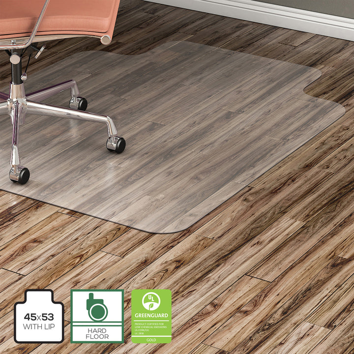 Image of Lorell Chairmat, Hard Floor, Wide Lip/ 25"x12", 45"x53", Clear