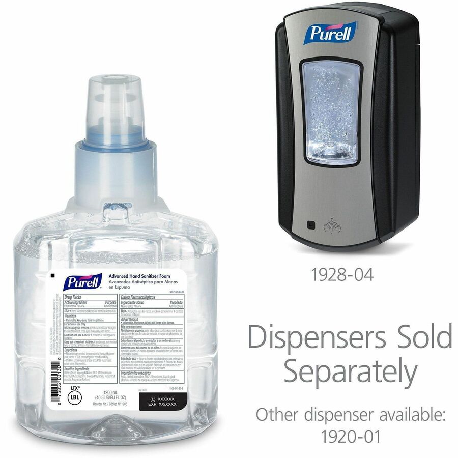 Image of PURELL® 1905-02 Advanced Hand Sanitizer Foam Refill, Clean Scent, 1.27 quart, Kill Germs, Skin, Hand, Moisturizing, Clear, Chemical-free, 1 Each