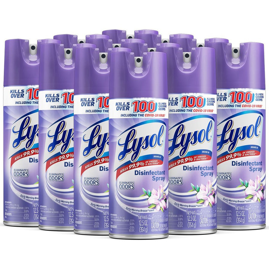 Image of Lysol 80833 Early Morning Breeze Disinfectant Spray, 12.5 fl oz (0.4 quart), Early Morning Breeze Scent, Disinfectant, Clear Can, 1 Each