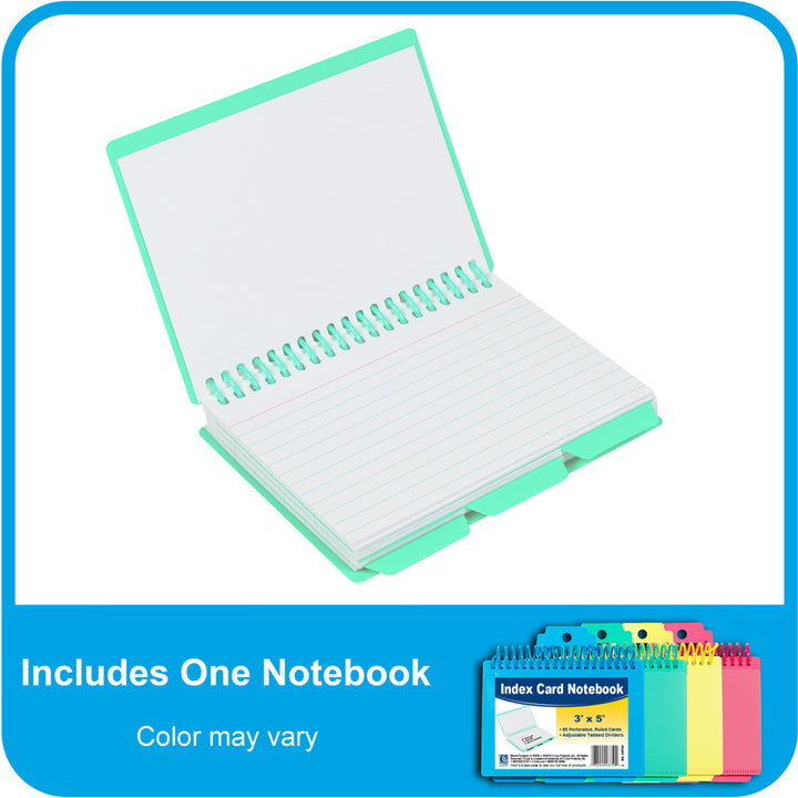 Image of C-Line® Index Card Notebook, Spiral, 60 Cards, 3"x6", AST