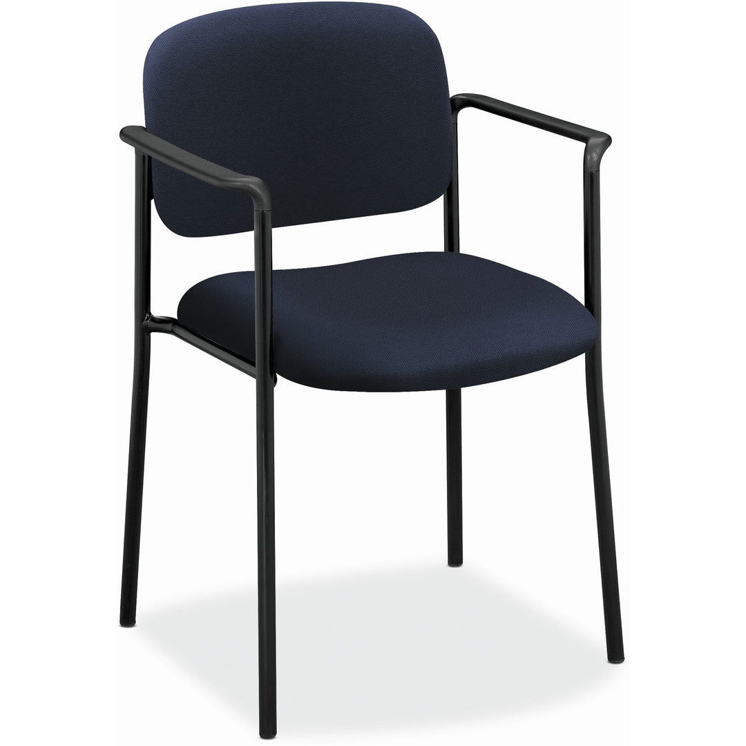 Image of HON® VL616 Stacking Guest Chair with Arms, Fabric Upholstery, 23.25" x 21" x 32.75", Navy Seat, Navy Back, Black Base