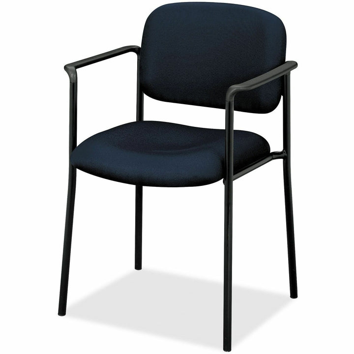 Image of HON® VL616 Stacking Guest Chair with Arms, Fabric Upholstery, 23.25" x 21" x 32.75", Navy Seat, Navy Back, Black Base