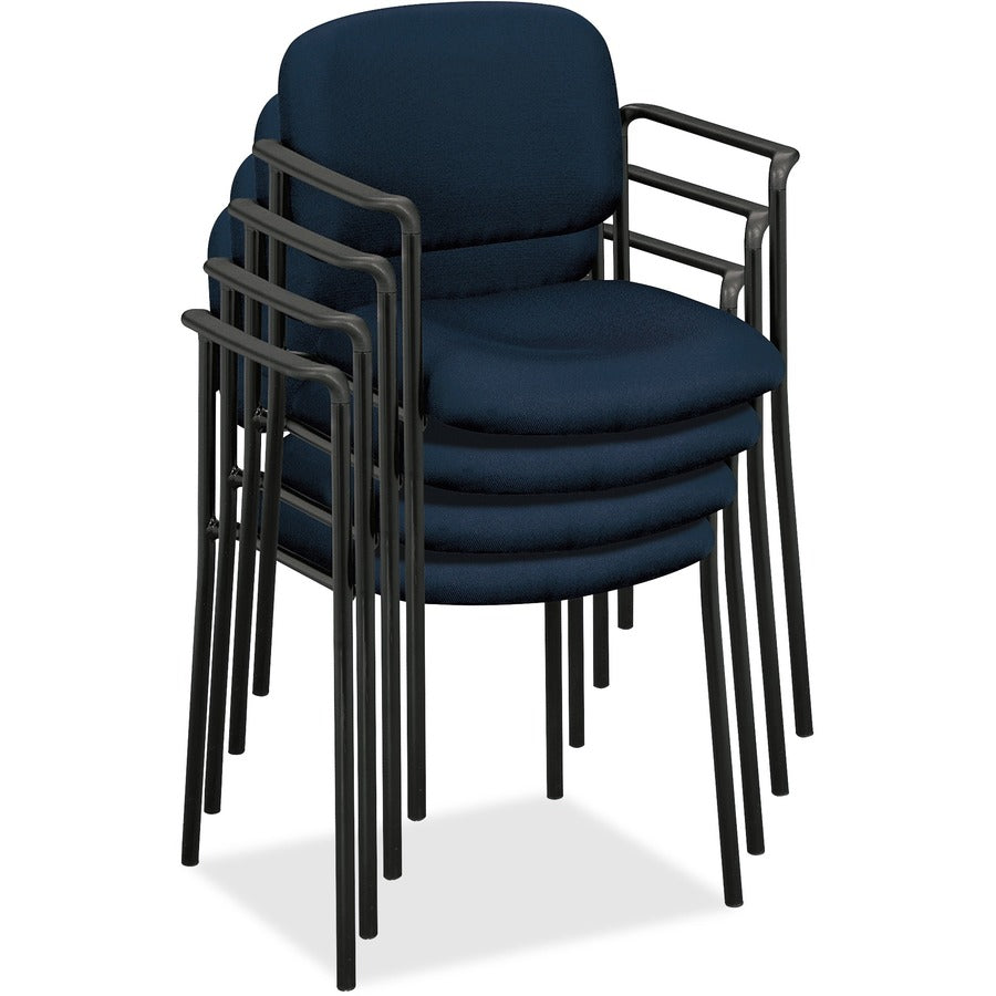 Image of HON® VL616 Stacking Guest Chair with Arms, Fabric Upholstery, 23.25" x 21" x 32.75", Navy Seat, Navy Back, Black Base