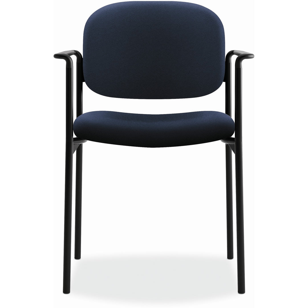 Image of HON® VL616 Stacking Guest Chair with Arms, Fabric Upholstery, 23.25" x 21" x 32.75", Navy Seat, Navy Back, Black Base