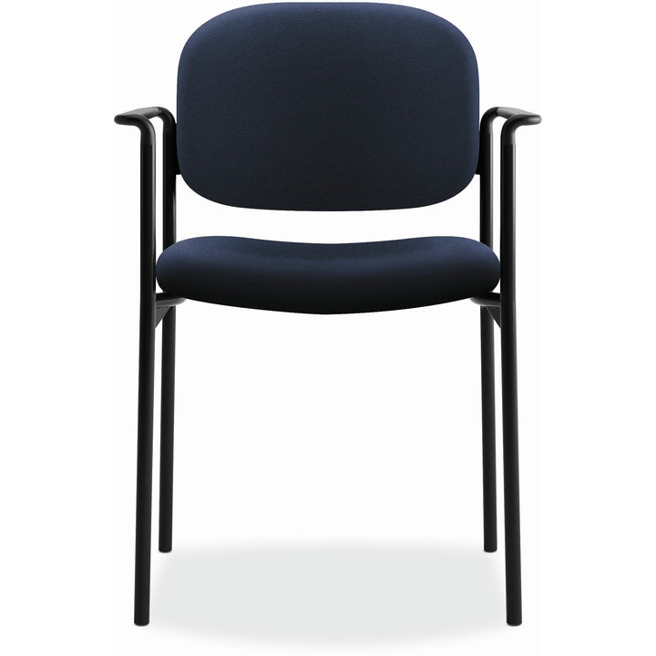 Image of HON® VL616 Stacking Guest Chair with Arms, Fabric Upholstery, 23.25" x 21" x 32.75", Navy Seat, Navy Back, Black Base