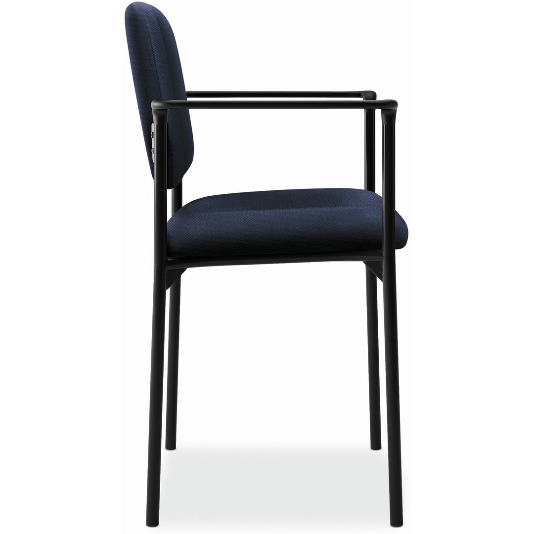 Image of HON® VL616 Stacking Guest Chair with Arms, Fabric Upholstery, 23.25" x 21" x 32.75", Navy Seat, Navy Back, Black Base