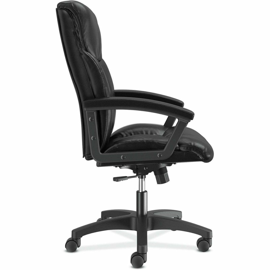 Image of HON® Hvl151 Executive High-Back Leather Chair, Supports Up To 250 Lb, 17.75" To 21.5" Seat Height, Black