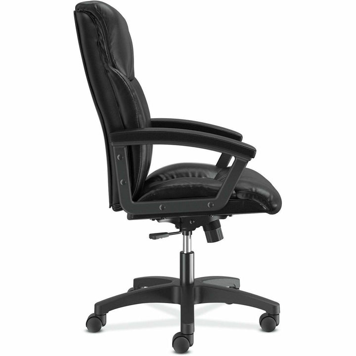 Image of HON® Hvl151 Executive High-Back Leather Chair, Supports Up To 250 Lb, 17.75" To 21.5" Seat Height, Black