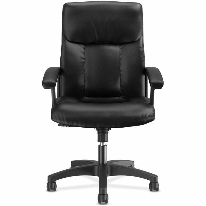 Image of HON® Hvl151 Executive High-Back Leather Chair, Supports Up To 250 Lb, 17.75" To 21.5" Seat Height, Black