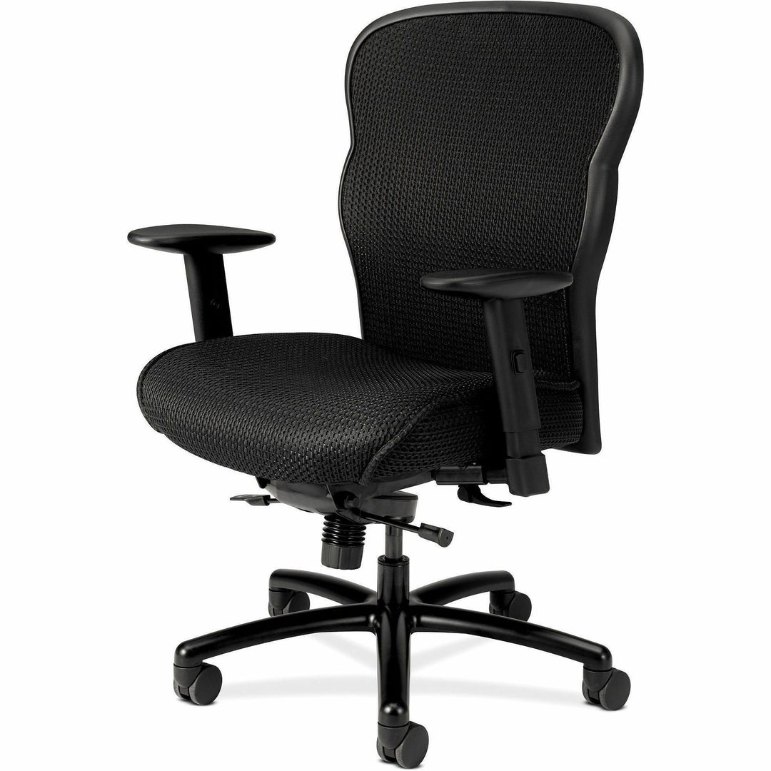 Image of HON® Wave Mesh Big And Tall Chair, Supports Up To 450 Lb, 19.25" To 22.25" Seat Height, Black