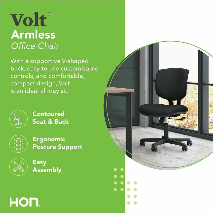 Image of HON® Volt Series Task Chair, Supports Up To 250 Lb, 18" To 22.25" Seat Height, Black