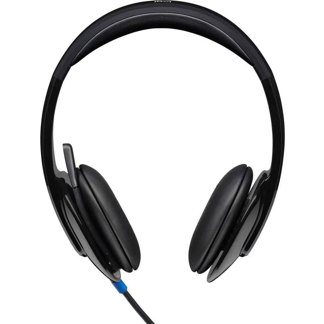 Image of Logitech H540 USB Headset, Stereo, USB, Wired, Over-the-head, Binaural, Semi-open, Black, 1 Each