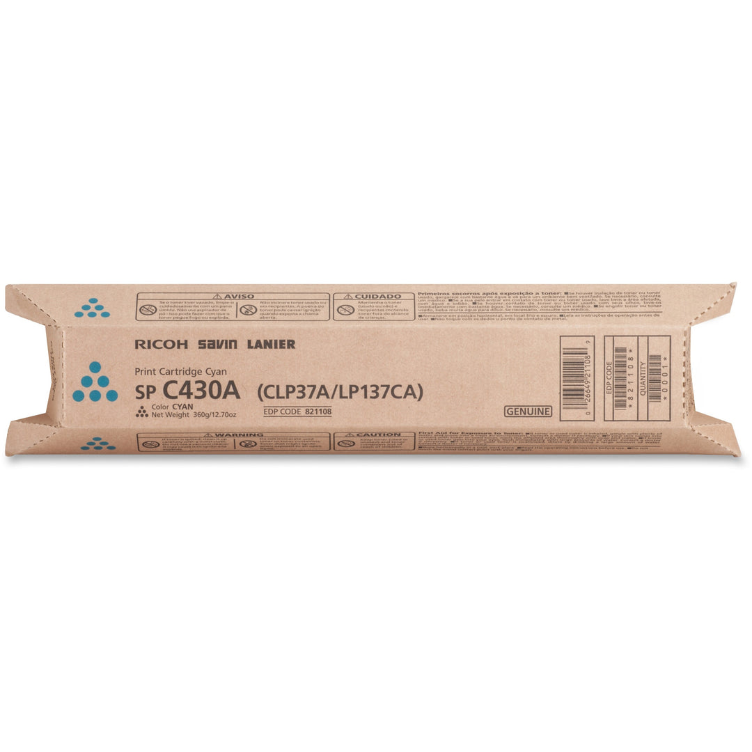 Image of Ricoh® Toner Cartridge, f/SPC430/431, 24,000 Page Yield, Cyan