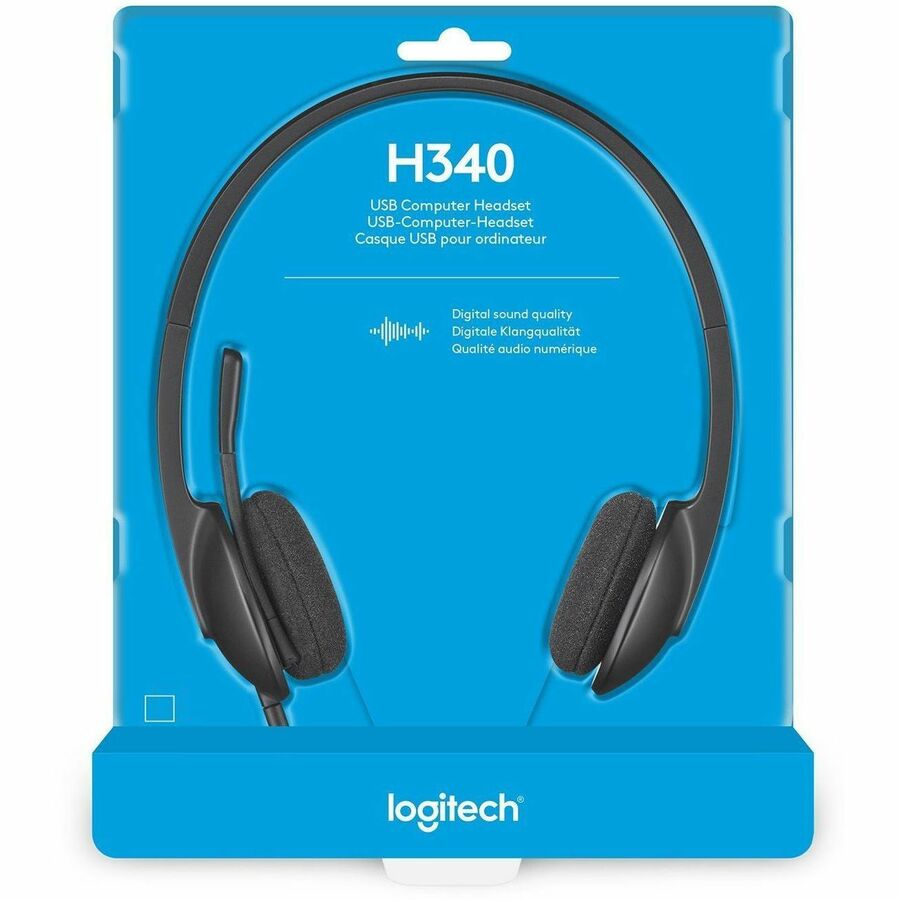 Image of Logitech® H340 Binaural Over The Head Corded Headset, Black