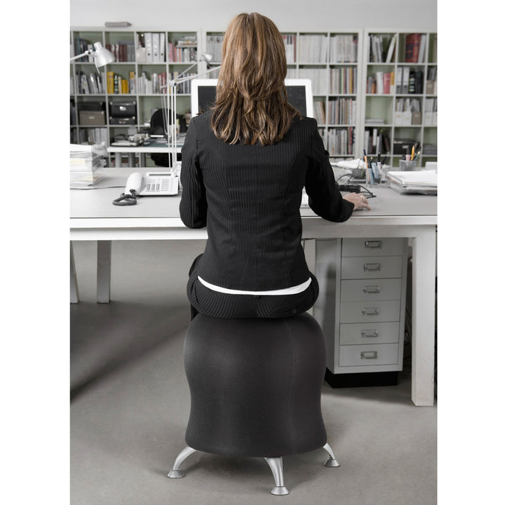 Image of Safco® Zenergy Ball Chair, Backless, Supports Up To 250 Lb, Black Fabric Seat, Silver Base