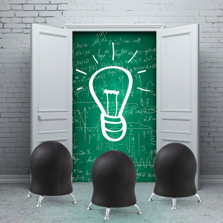 Image of Safco® Zenergy Ball Chair, Backless, Supports Up To 250 Lb, Black Fabric Seat, Silver Base