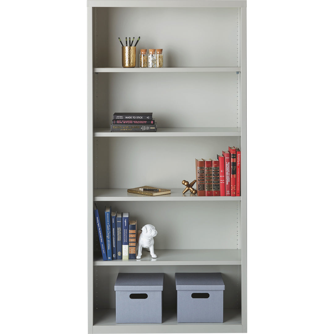 Image of Lorell Steel Bookcase, 2-Shelf, 34-1/2"x13"x30", Light Gray