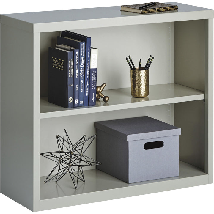 Image of Lorell Steel Bookcase, 2-Shelf, 34-1/2"x13"x30", Light Gray
