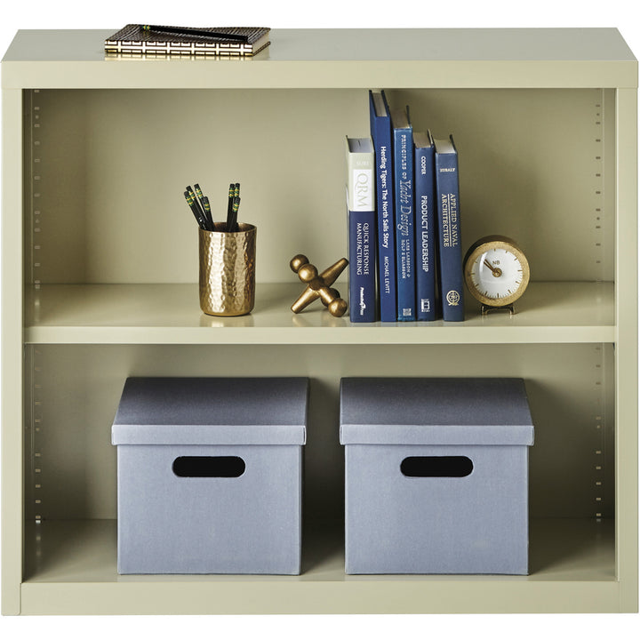 Image of Lorell Bookcase, Steel, 2-Shelf, 34-1/2"x13"x30", Putty