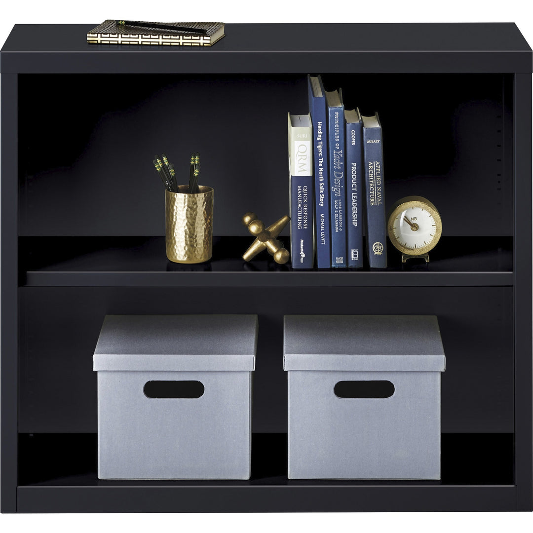 Image of Lorell Bookcase, 2-Shelf, Steel, 34-1/2"x12-5/8"x30", Black