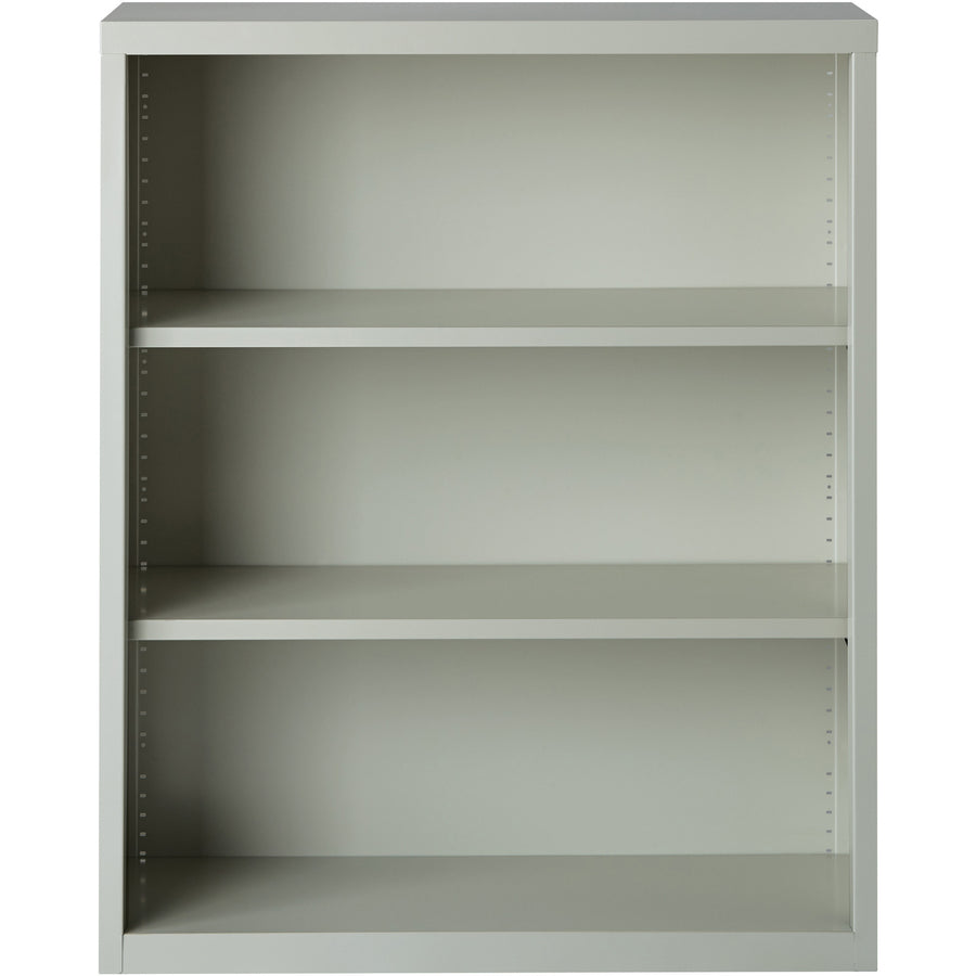 Image of Lorell Steel Bookcase, 3-Shelf, 34-1/2"x13"x42", Light Gray