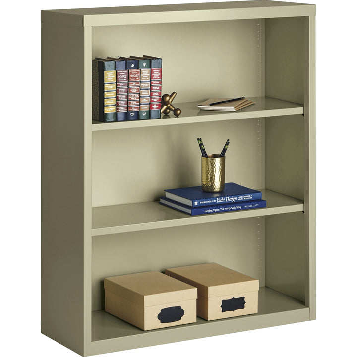 Image of Lorell Bookcase, Steel, 3-Shelf, 34-1/2"x13"x42", Putty