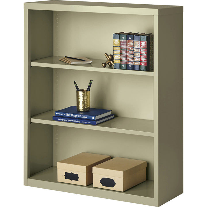 Image of Lorell Bookcase, Steel, 3-Shelf, 34-1/2"x13"x42", Putty