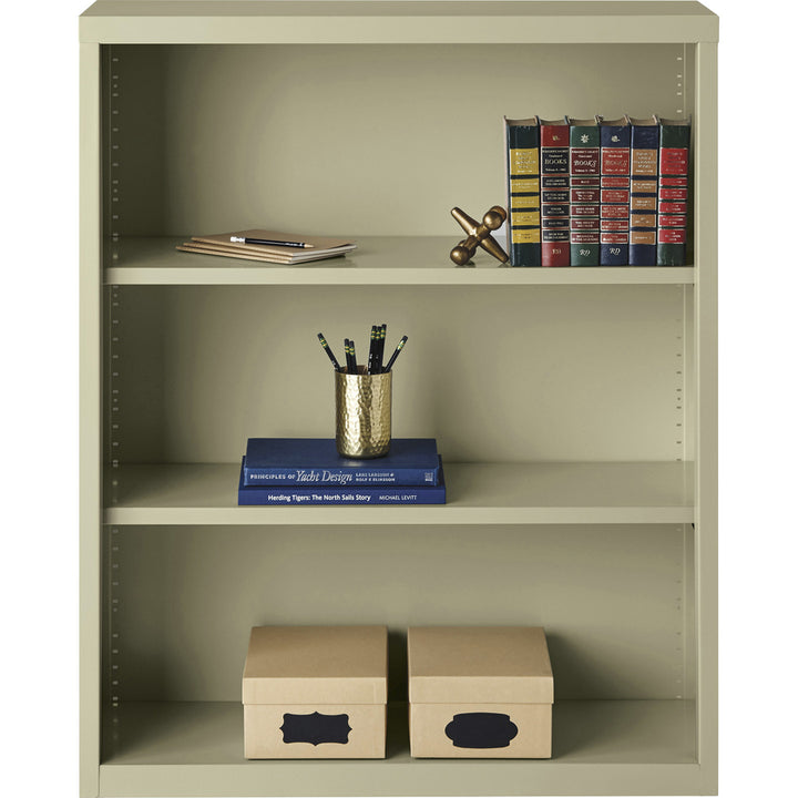 Image of Lorell Bookcase, Steel, 3-Shelf, 34-1/2"x13"x42", Putty