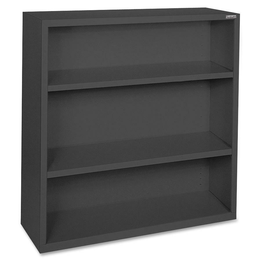 Image of Lorell Bookcase, 3-Shelf, Steel, 34-1/2"x12-5/8"x42", Black